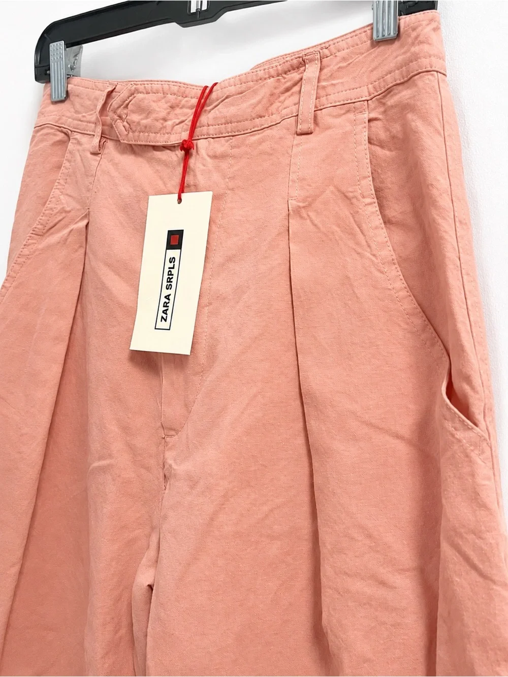 ZARA SRPLS FLD PNT 16 - Pink Linen Lyocell Flowing Cargo Utility Pants XS